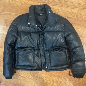 Oversized leather puffer